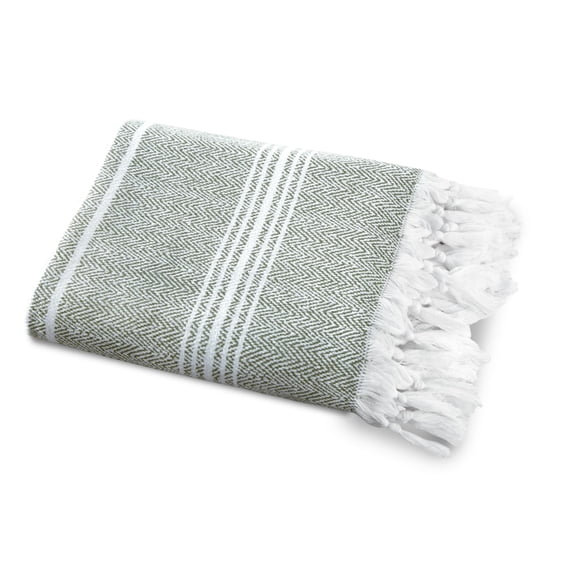 SALBAKOS - Cotton Turkish Beach Towel - Made with 100% Turkish Cotton, Lightweight, Absorbent & Quick Dry Beach Towels for Gym, Pool, Beach & Spa | 40"x70" (Green)