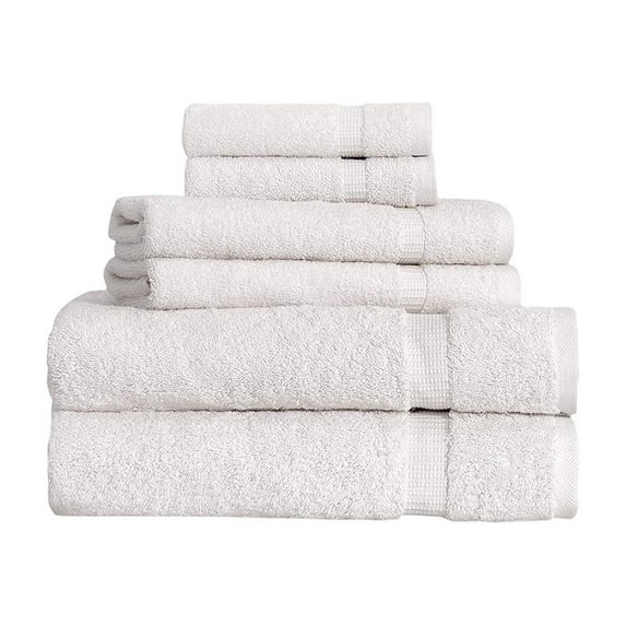 SALBAKOS Turkish Luxury Hotel & Spa Collection 2 Bath, 2 Hand, 2 Washcloth Set of 6 Turkish Cotton - Organic, Eco-Friendly 6 Piece Set, Ivory