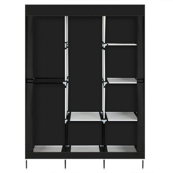 SALE CLEARANCE 71" Portable Closet Wardrobe Clothes Rack Storage Organizer with Shelf Black