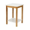 thumbnail image 1 of SALE CLEARANCE FCH 34*34*50cm Double Layer Bamboo Side Table Rectangular White Table Top Natural Wood Table Leg, 1 of 9