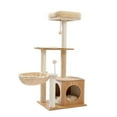thumbnail image 1 of SALE CLEARANCE Multilevel Wooden Cat Tree Modern Cat Tower Cat Play House with Large Condo, Spacious Hammock, Cozy Top Perch and Dangling Balls, 1 of 8