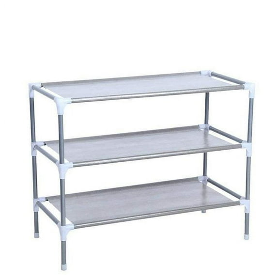 SALE CLEARANCE Simple Assembly 3 Tiers Non-woven Fabric Shoe Rack Gray