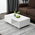thumbnail image 1 of SALE CLEARANCE Wooden Coffee Table with Led Lights，Mobile White End Table with Wheels,High Gloss Modern Cocktail Table for Living Room, Hotel, Bar, Club, 1 of 9