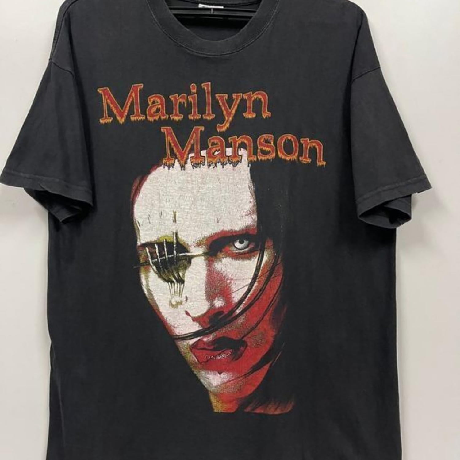 トップス MARILYN MANSON vintageT 90's SALE Rare Vintage 90S Marilyn Manson Promo Album Rock Band