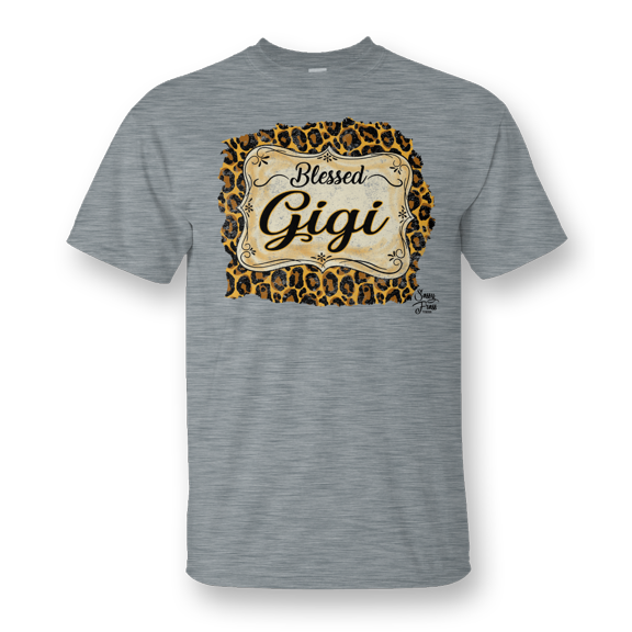 SALE Sassy Frass Blessed Gigi Leopard Front Print Bright Girlie T Shirt