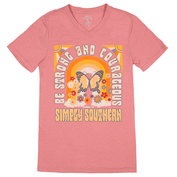SALE Simply Southern Be Strong Butterfly V-Neck Collection T-Shirt