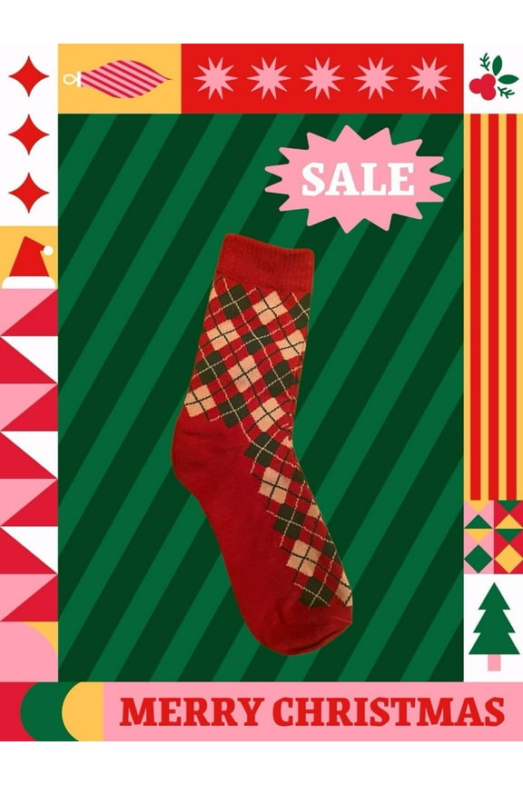 SALE!! Socks Women Adult Crew Socks Holiday CHRISTMAS Gift Santa Winter Gift New