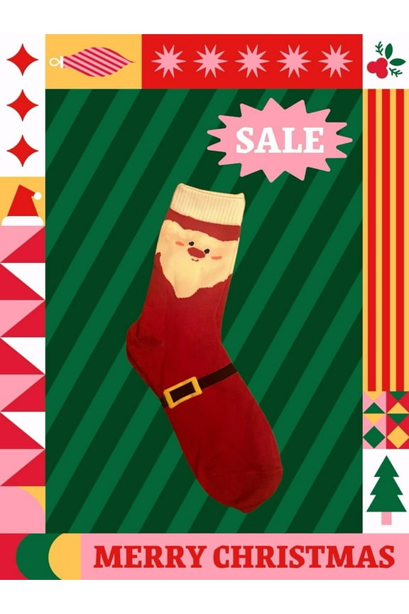 SALE!! Socks Women Adult Crew Socks Holiday CHRISTMAS Gift Santa Winter Gift New
