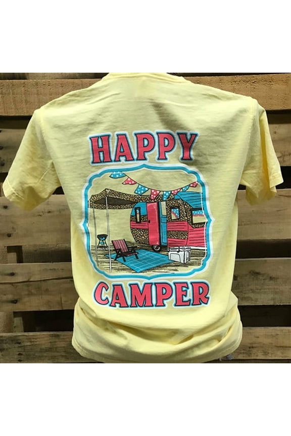 SALE Southern Chics Happy Camper Leopard Bright T Shirt