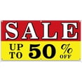 thumbnail image 1 of SALE UP TO 50 Percent Banner Fabric Polyester Sign Funny Metal Tin Signs 12×8 Inch, 1 of 4