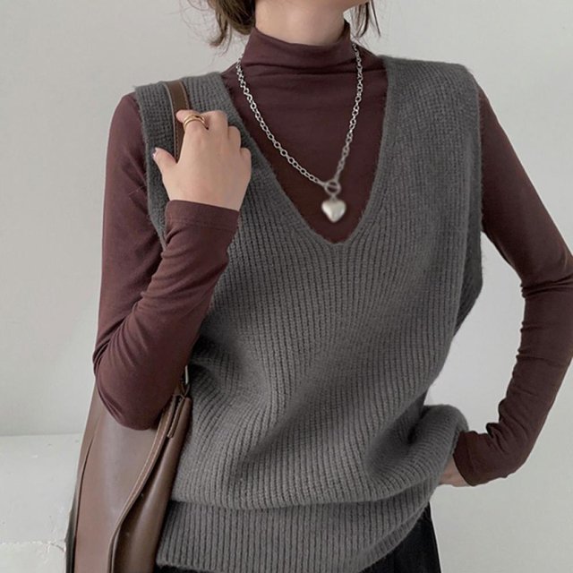 SALE Women's Knit Sweater Vest Women Sweater Vests V Neck Sleeveless