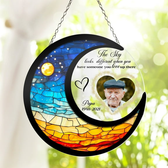 SALE50 Memorial The Sky Looks Different Suncatcher Custom In Loving Memory Window Hanging Sympathy Gift Loss Of FatherMom Bereavement Gift 1806090835 1169