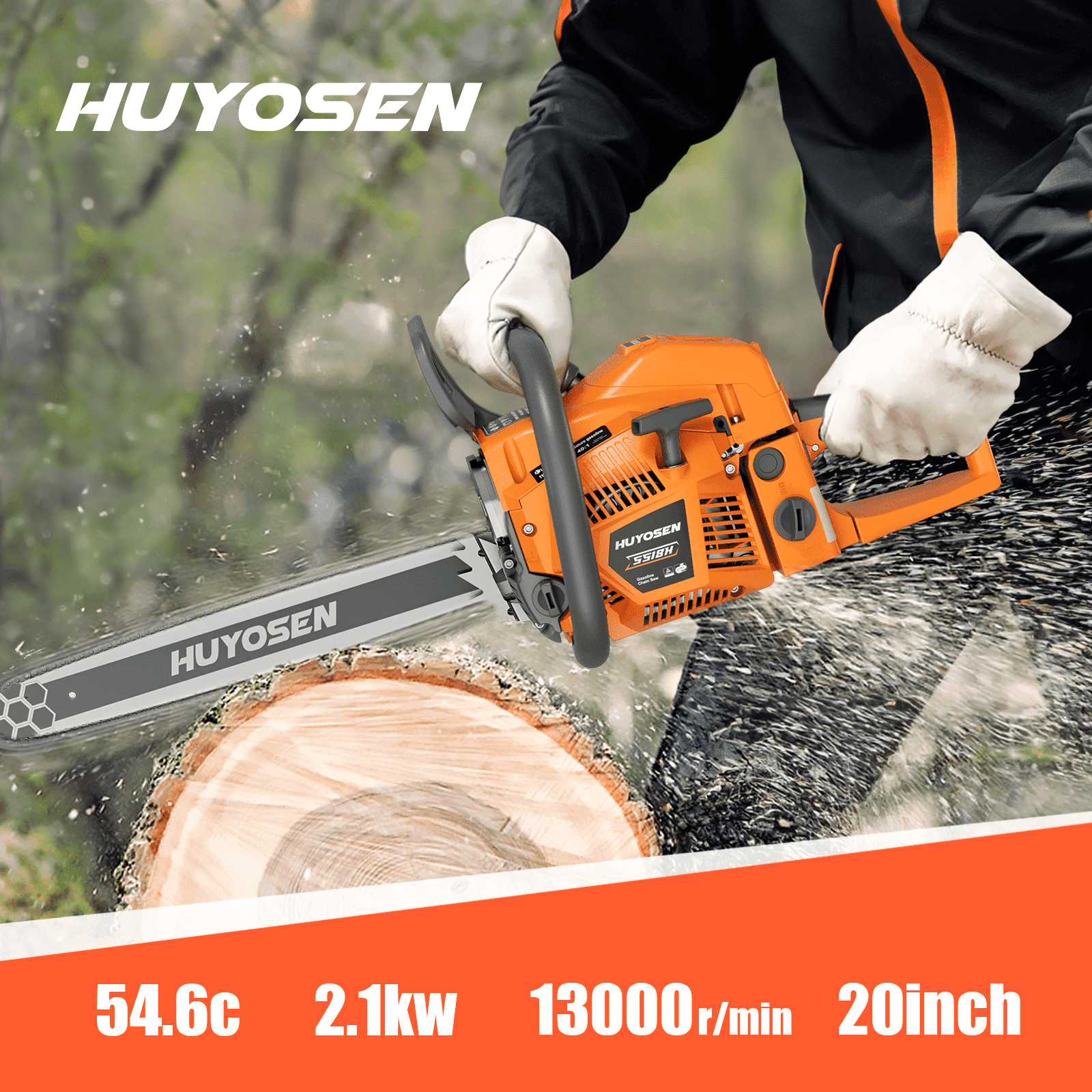 Gas Chainsaw 20 in. 5518H 9000RPM 3HP 2-Stroke Gas Powered Cordless Chainsaw