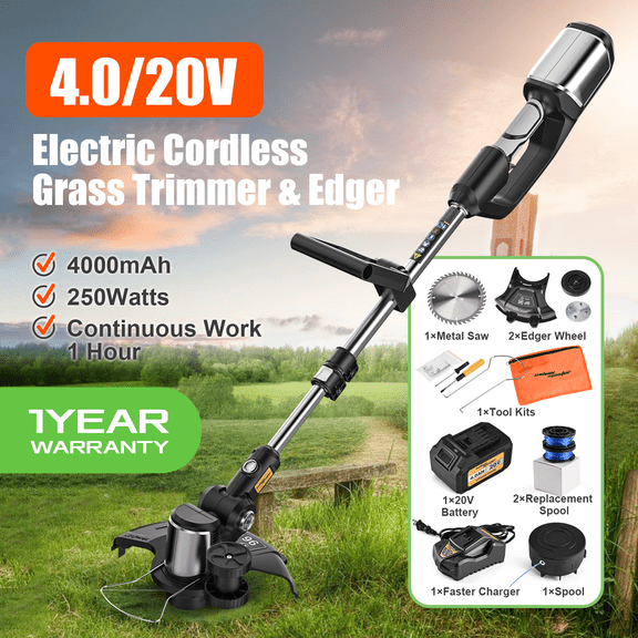 SALEM MASTER Cordless Electric String Trimmers 3-in-1 Weed Eater 21V 4.0Ah Lightweight