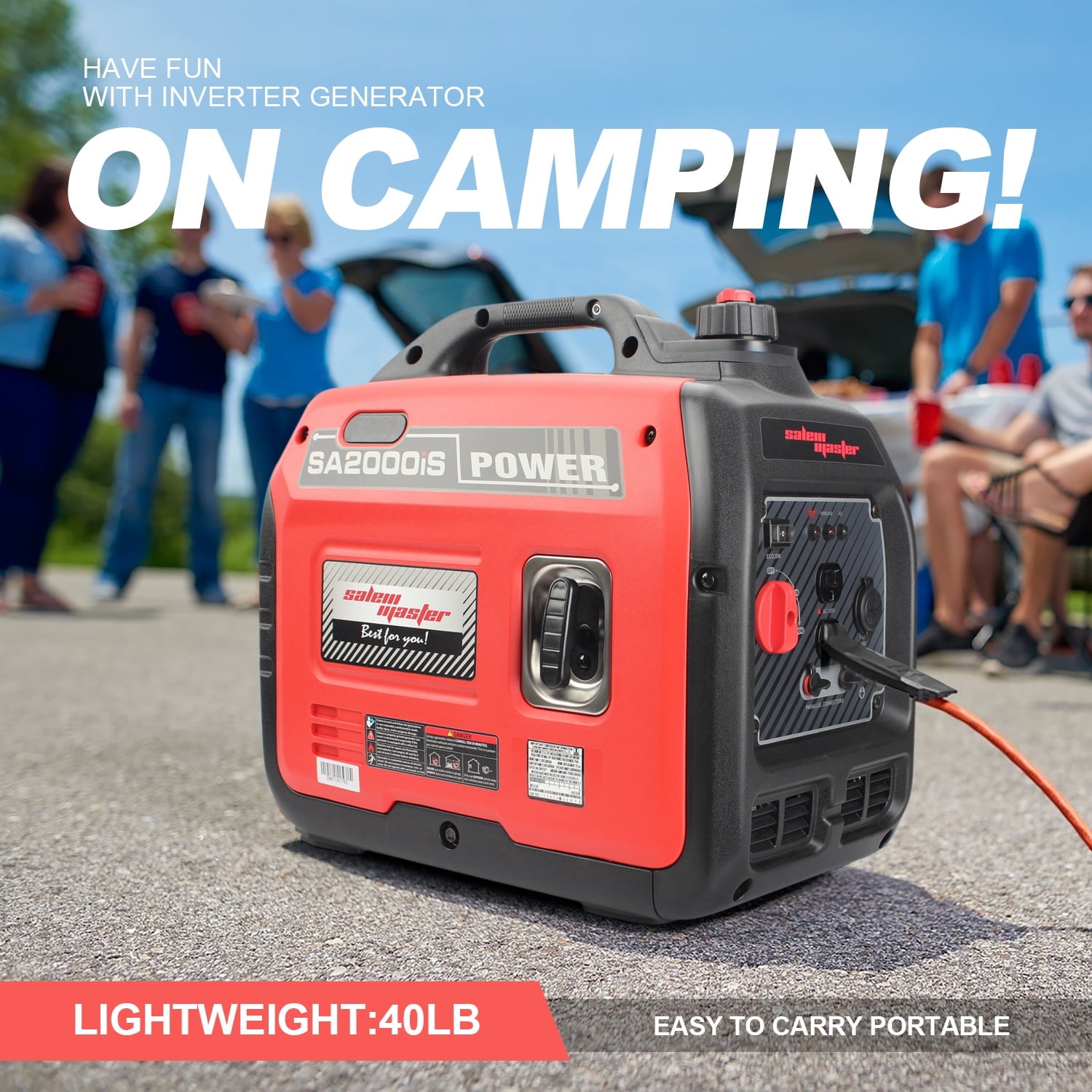 SA2000iS Portable Gas Inverter Generator, Super Quiet Outdoor Generators Portable Power Station, 1800 Running & 2000 Peak