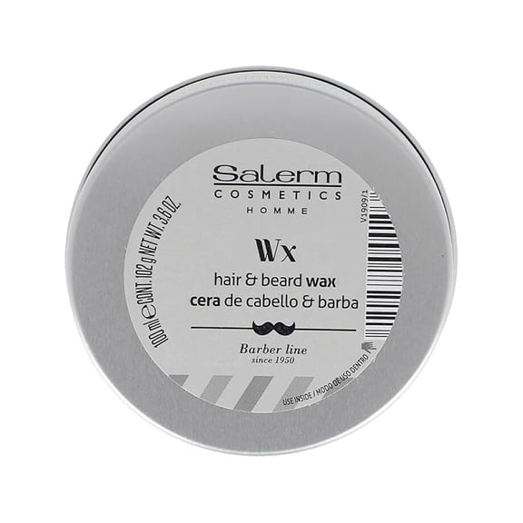 SALERM - Men's Hair Wax - Homme Barber Line - 100 ml - for Hair, Beard, and Mustache - Strong Hold and Medium Shine - with Hydrating Actives - Keeps Style Longer