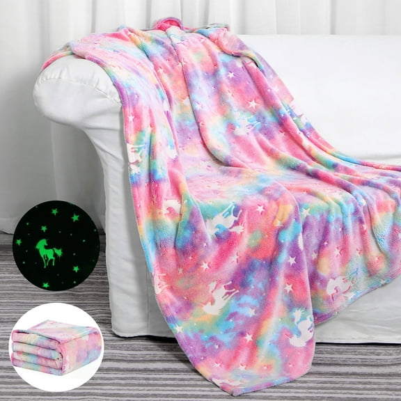 SALIMAH Glow in the Dark Blanket Unicorn Blanket for Girls, Unicorns Gifts for Girls , Birthday Gifts Christmas Valentines Gifts