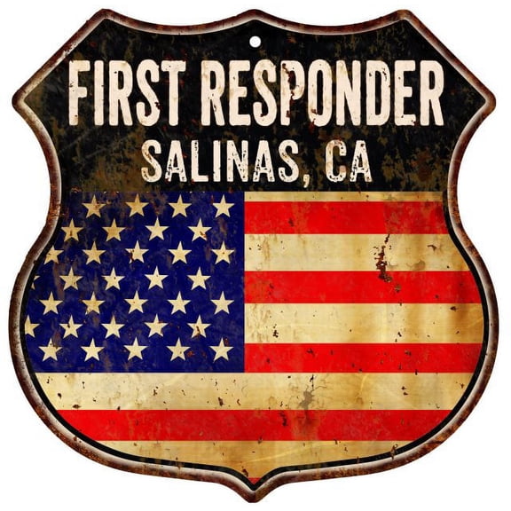 SALINAS, CA First Responder USA 12x12 Metal Sign Fire Police 211110022152