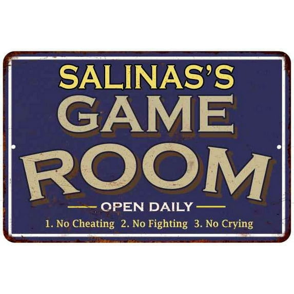 SALINAS'S Blue Game Room Sign Metal 16 x 24 Matte Finish Metal 116240002403