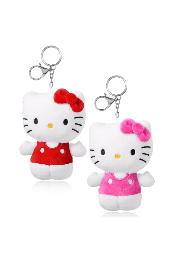 Plush Keychain Set of 2, Sanrio Bag Charm, Red & Pink