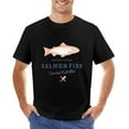 thumbnail image 1 of SALMON FISH Vintage T-shirt Mens Cotton Classic Crewneck Short Sleeve Tees Unisex Black S, 1 of 2