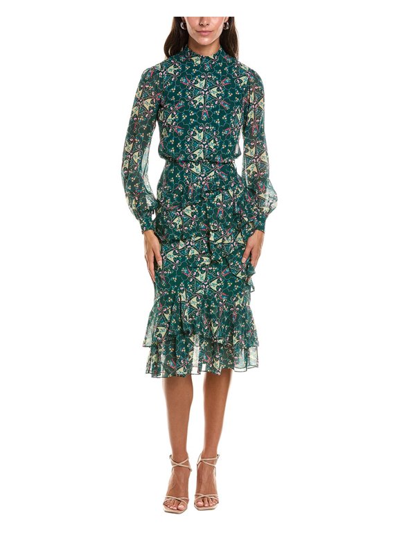 womens Isa Silk Georgette Midi Dress, US4/UK8