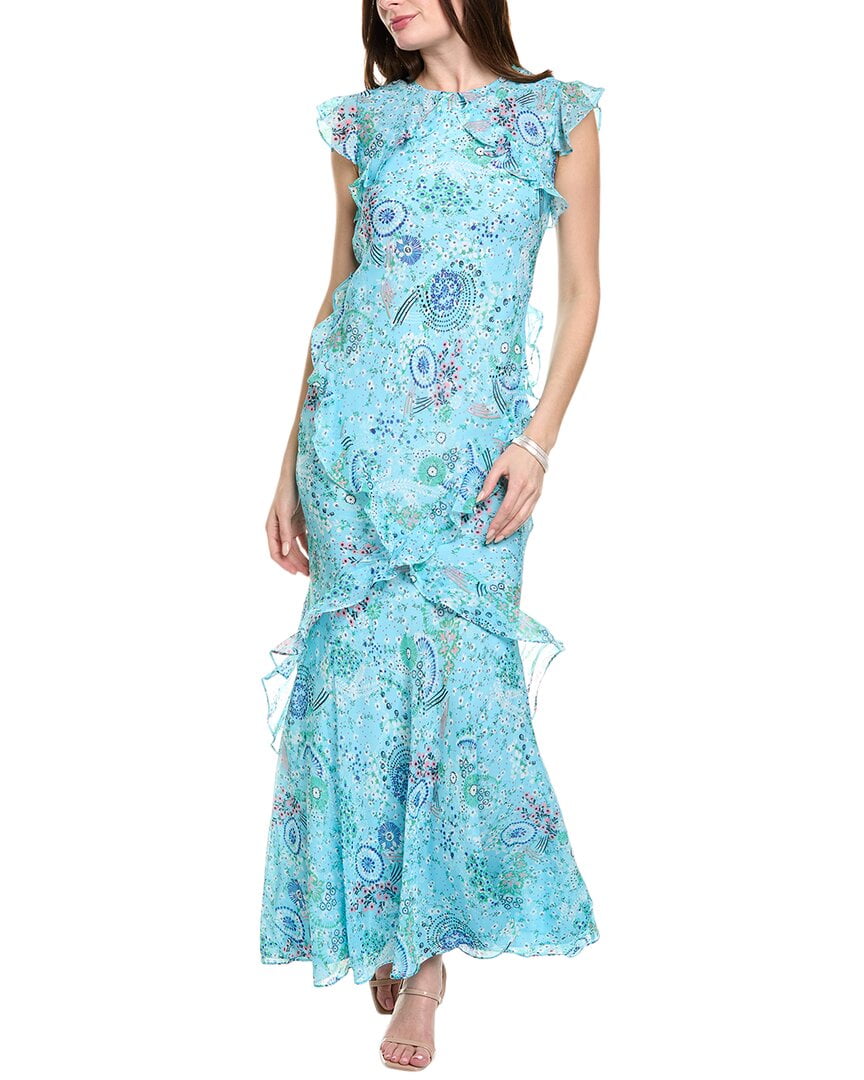SALONI womens Silk Maxi Dress, UK10/US 6, Blue - Walmart.com