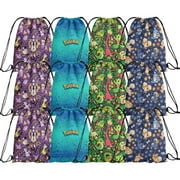 SALQGBUW-Pokemon 12 Pack Drawstring Candy Bags – Fun Cartoon Party Favor Bags for Kids Birthday, Celebrations, Gift Giving, and Everyday Surprises