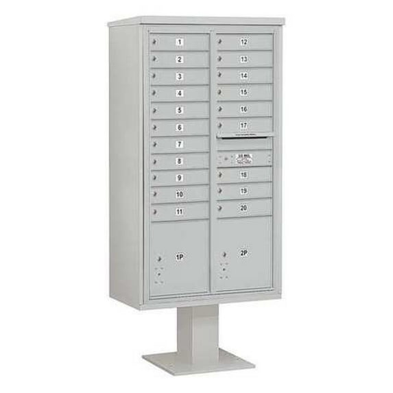 SALSBURY INDUSTRIES 3416D-20GRY Pedestal Mailbox,22 Doors,Gray,72 in.
