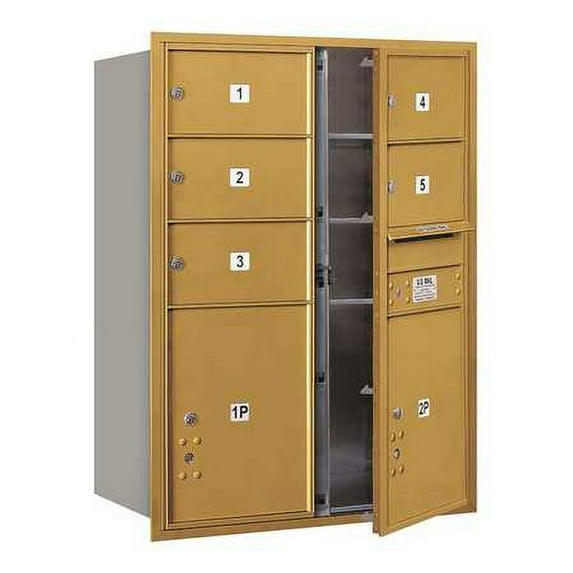 SALSBURY INDUSTRIES 3711D-05GFU Horiz Mailbox,USPS,7Dr,Gold,FL,41in