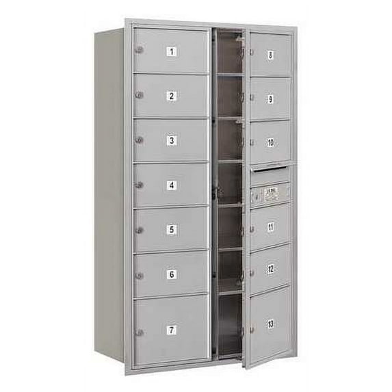 SALSBURY INDUSTRIES 3715D-13AFP Horiz Mailbox,MB3,13Dr,Alum,FL,55in