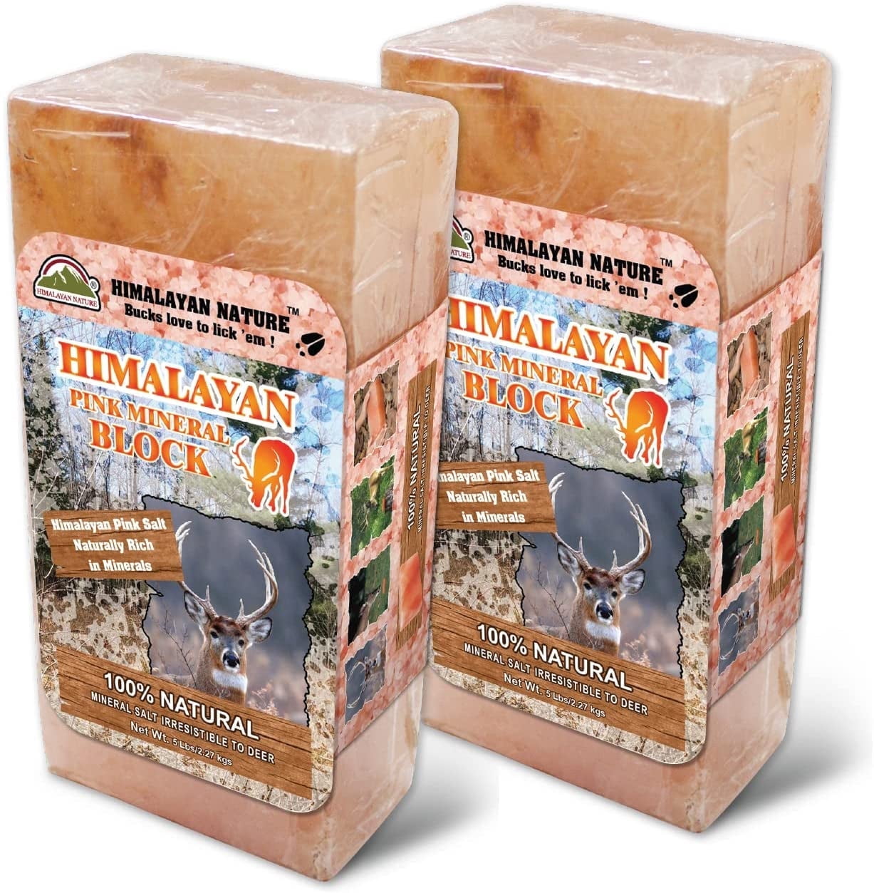 HIMALAYAN PINK SALT 84 Licking Salt Brick for Deer, Pink Rock Mineral Natural - pack of 2