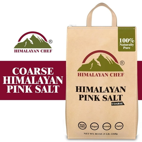 Himalayan Chef Pink Salt, Coarse Grain, 5 lb – 100% Natural, Unrefined, Mineral-Rich – for Cooking, Baking & Grinder Refills, No Allergens
