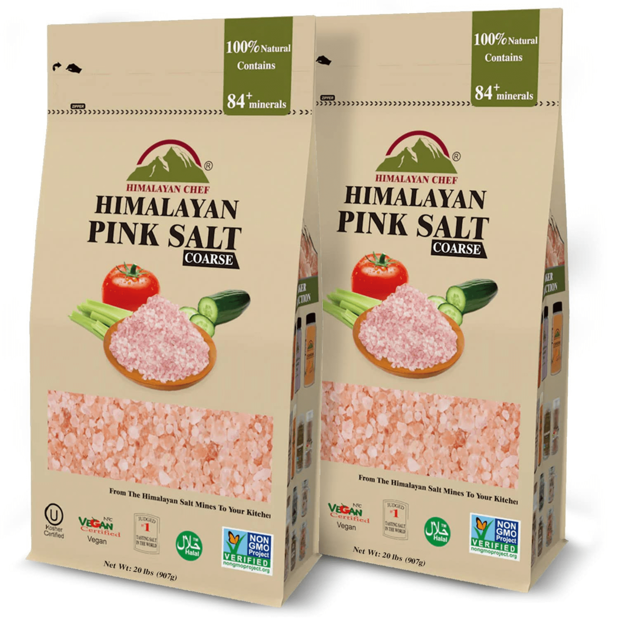 SALT 84 Himalayan Pink Salt, Coarse Grain, Add Flavors to Your Cooking, Vegan & Kosher, 20lbs Pack of 2