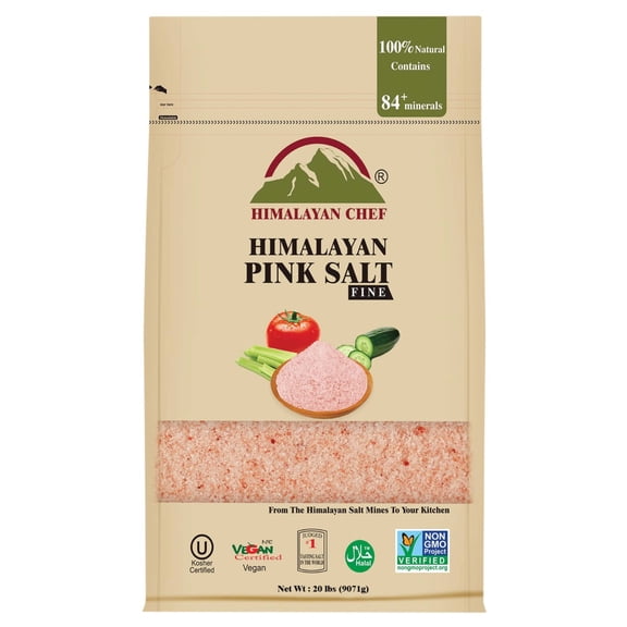 SALT 84 Natural Pink Salt, Extra Fine Grain, Vacuum Pack - 20 lbs Bag