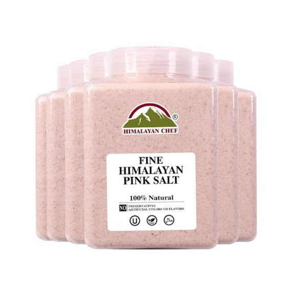 SALT 84 Pink Himalayan Salt – Fine Grain, 5 lbs Each (Pack of 6), Ideal for Cooking & Seasoning, Plastic Jar