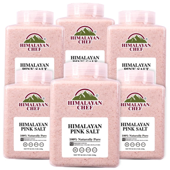 SALT 84 Pink Himalayan Salt Fine Grain, 5 lbs Each (Pack of 6), Ideal for Cooking & Seasoning, Plastic Jar