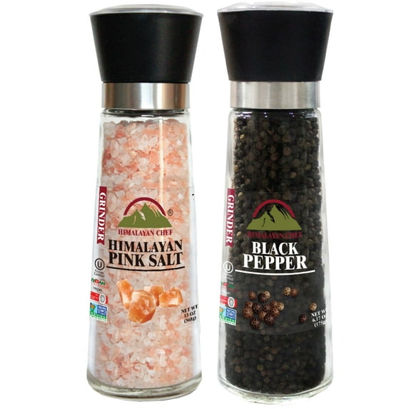 SALT 84 Salt and Pepper Grinder Set - Adjustable Salt Grinder & Pepper Grinder, Transparent