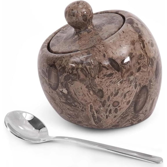 Radicaln Marble Salt Cellar with Lid 3 inches Oceanic Salt Jar and Spice Storage Containers For Kitchen Countertop, Ideal Sugar Bowl and Salt dish For Table