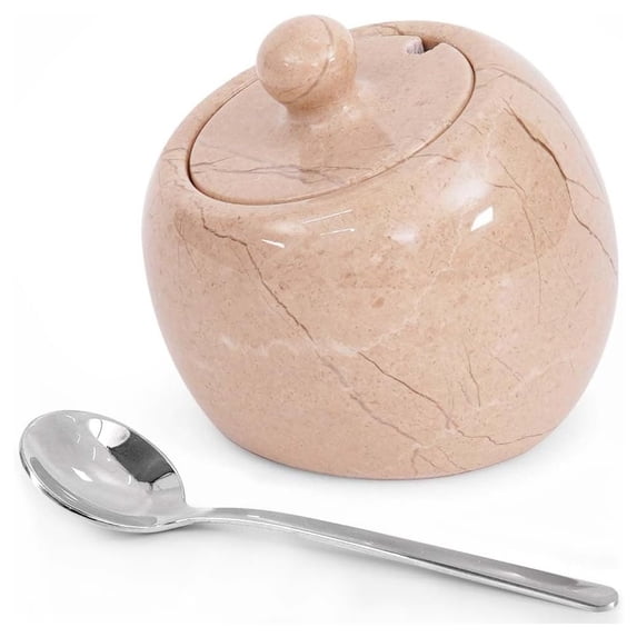 Radicaln Verona Marble 3" Salt Cellar with Lid and Spoon – Countertop Salt Container | Spice Jars, Sugar Bowl, Salt Keeper & Seasoning Holder for Kitchen Storage, Dining Table & Home Décor