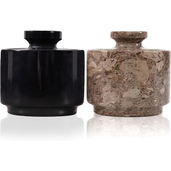 Radicaln Black and Oceanic Marble 3" Salt Cellar with Lid Set of 2 – Salt Container, Salt Box, Spice Jars, Sugar Bowl & Seasoning Holder for Kitchen Storage & Countertop Décor