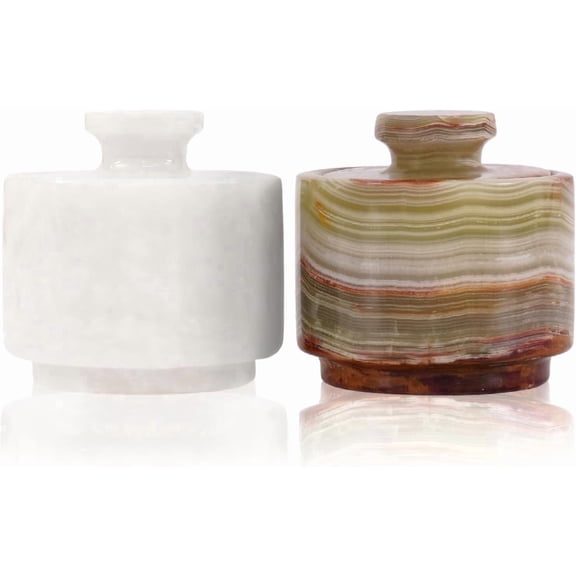 Radicaln Marble Salt Cellar with Lid 3 inches Black Onyx and Verona Handmade Salt Box set of 2, Spice Jar for Kitchen Counter, Salt Holder, Sugar Bowl and Salt Dish, Salt Container For Kitchen Decor