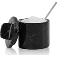 thumbnail image 1 of Radicaln Marble Salt Cellar with Lid and Spoon 4 inch Black Handmade Small Seasoning Containers - Decorative Spice Jars, Sugar Bowl with Spoon & Flaky Salt Dish for Kitchen Countertop Storage, 1 of 7