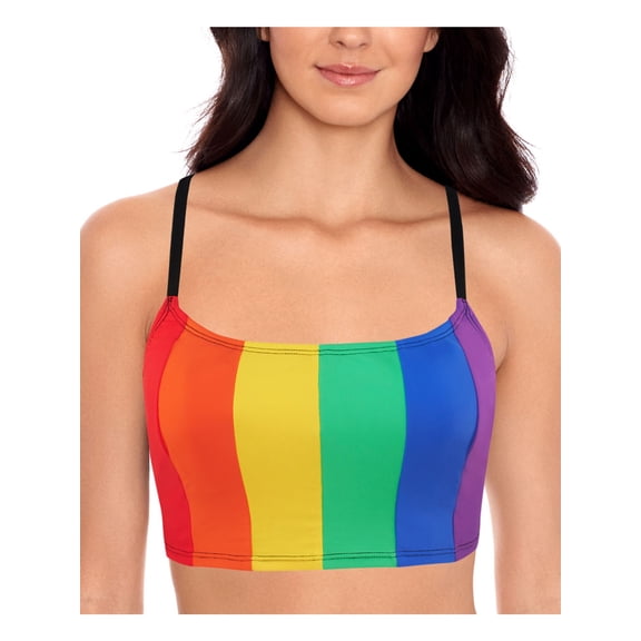 SALT + COVE Women's Black Cropped Removable Cups Scoop Neck Swimsuit Top XS