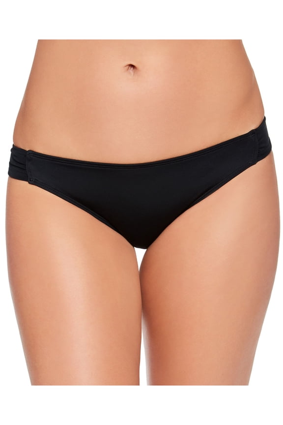 Women's Black Stretch Side Tab Moderate Coverage Hipster Swimsuit Bottom XL