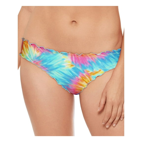 SALT + COVE Women's Multi Color Tie Dye Stretch Cheeky Limited Coverage Ruffled Hipster Swimsuit Bottom XS