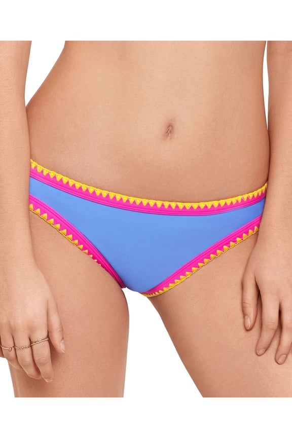 Women's Purple Color Block Stitched Crochet Hipster Swimsuit Bottom XL