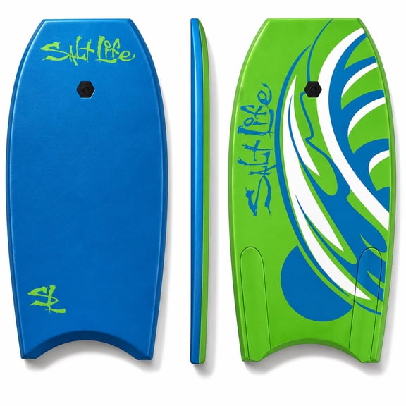SALT LIFE Boogie Board Bodyboard – Lightweight EPS Core Body Board with HDPE Slick Bottom, Crescent Tail & Coiled Wrist Leash for Beach & Ocean Waves