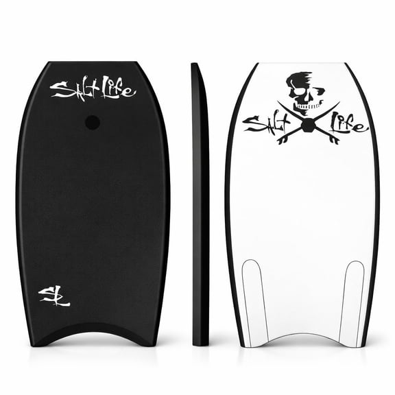 SALT LIFE Boogie Board Bodyboard Lightweight EPS Core Body Board with HDPE Slick Bottom, Crescent Tail & Coiled Wrist Leash for Beach & Ocean Waves
