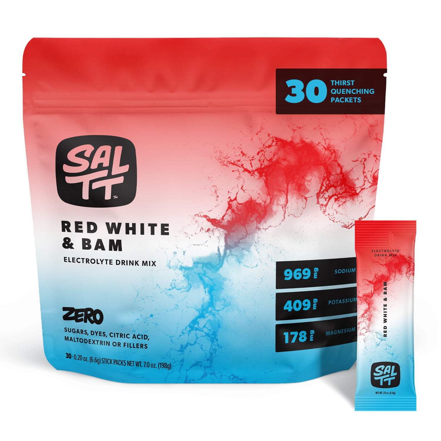 SALTT Electrolyte Drink Mix - Red White & Bam - 30 Pack
